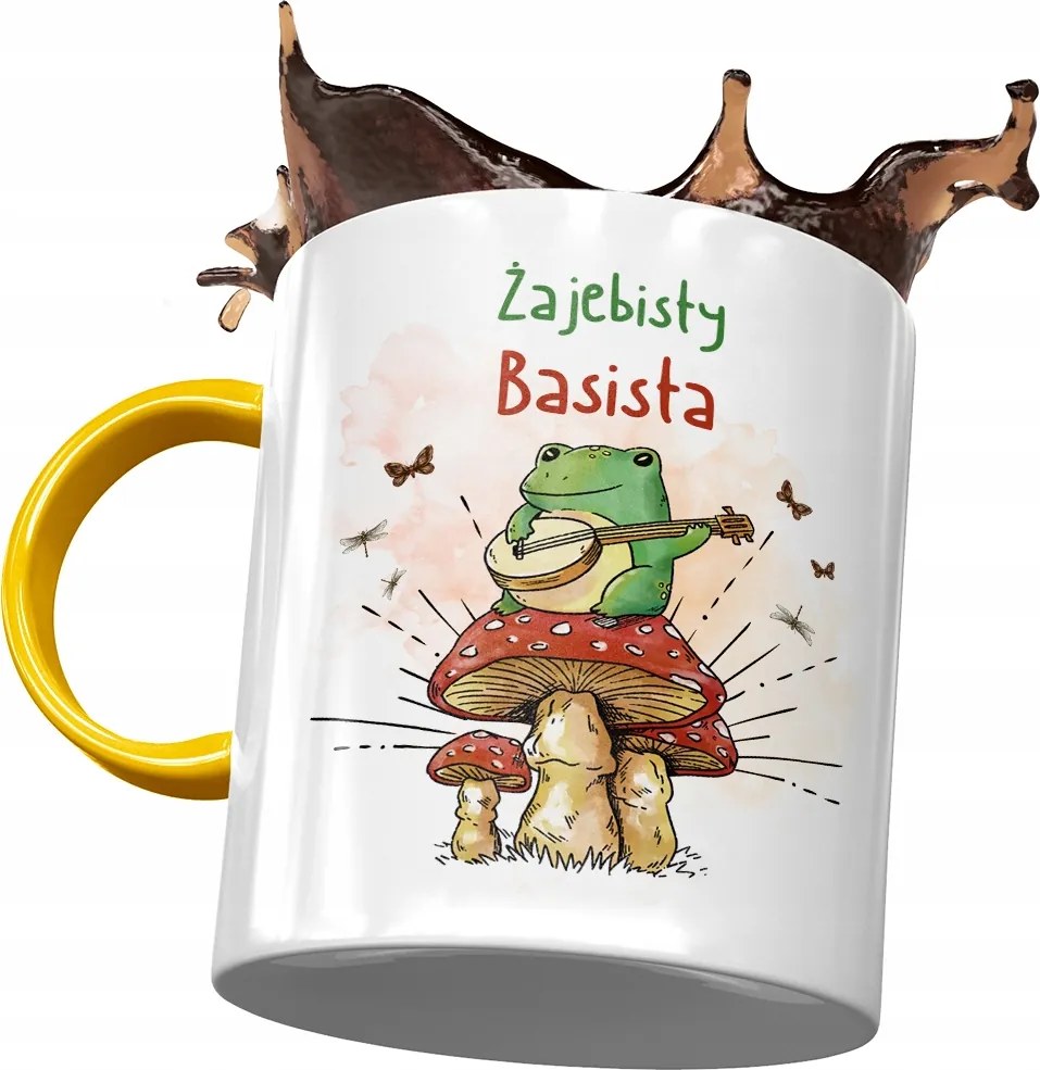 Sárga Bögre Basszusgitárosnak Békás Basszusgitáros Ajándék Nyomtatott Fotóval