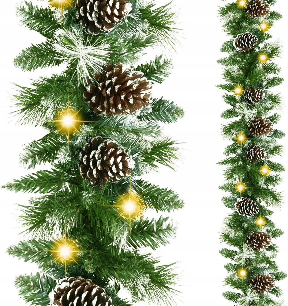 Karácsonyi Karácsonyfa Füzér 280cm Lánc Lámpa 50 Led Fehér Meleg