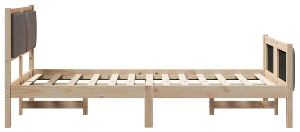 Ágykeret fejtámlával Barna és taupe 120 x 190 cm Tömör fenyőfa