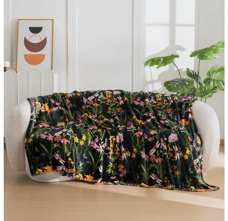 Mikroplüss pléd MYSTIC GARDEN, sötétzöld Méret: 200 x 220 cm