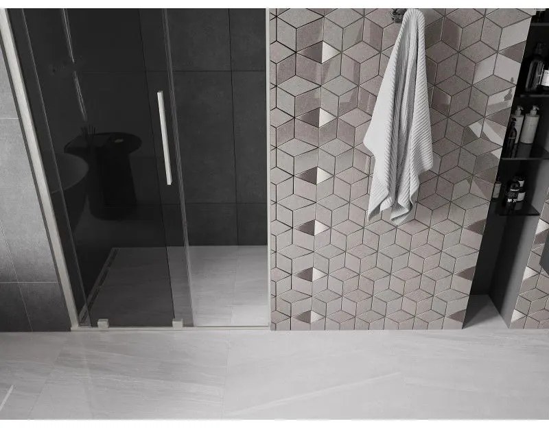 Mexen Velar, tolózuhanyajtó nyitáshoz 90 cm, 8 mm szürke üveg, csiszolt acél, 871-090-000-41-97