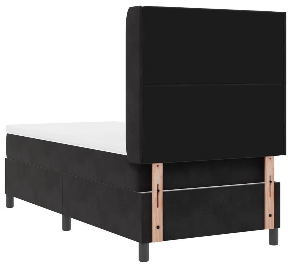 Boxspring Ágy Matrac és LED Fekete 100x200 cm Bársonyos