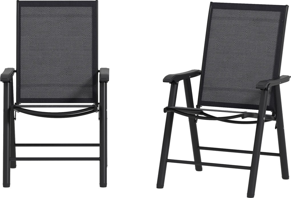 Outsunny 2 Db Összecsukható Kemping Szék Párnázott Kültéri Kert Összecsukható Szék Hálós Panelekkel Acél Váz és Karfák 110 kg Teherbírással Teraszra é