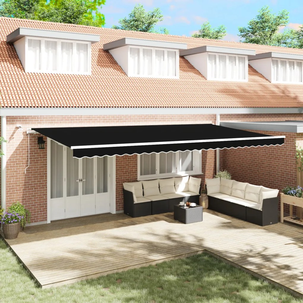 Automatikus Behúzható Napellenző LED-del fekete 600x300 cm