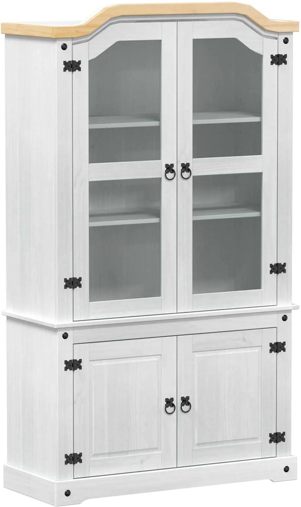 vidaXL Kiállító szekrény Fehér 103,5 x 42 x 180 cm Tömör fenyőfa
