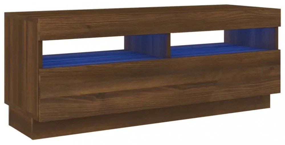 barna tölgyszínű TV-szekrény LED-világítással 100 x 35 x 40 cm