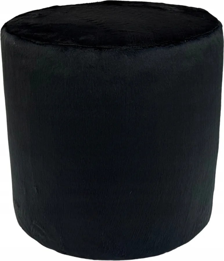 Kerek puff velvet minky fekete szín