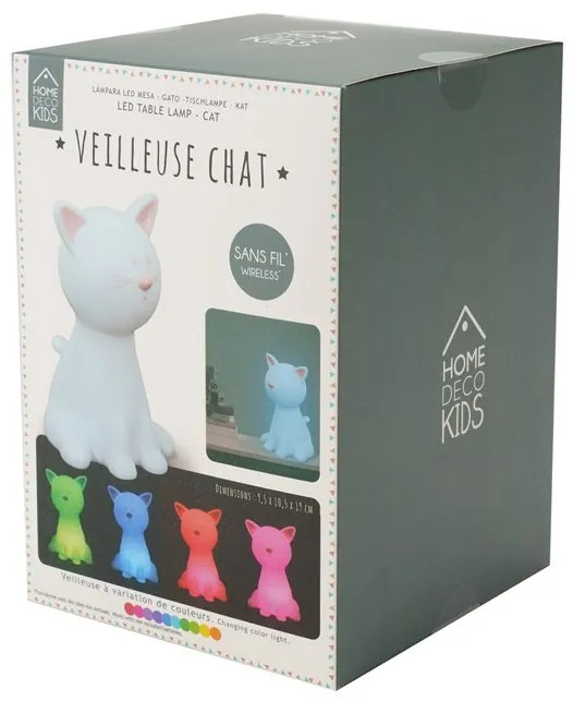 LED-es éjszakai világítás CATTY 19cm, fehér