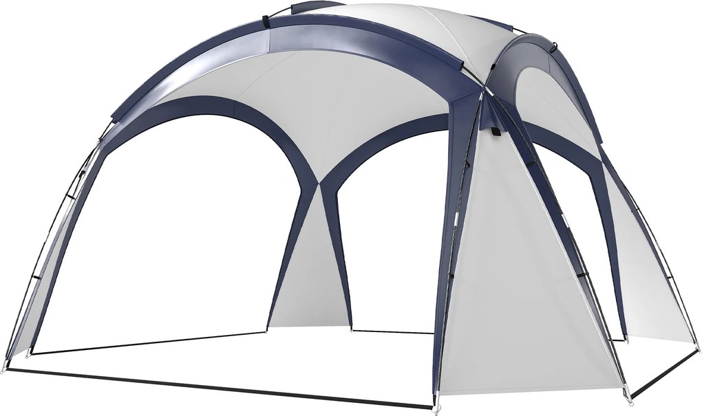 Outsunny 3,5 x 3,5 m-es Pavilon Horgos Ajtóval, Esővédő Robusztus Acéloszlopokkal, UV Védett Kerti Pavilon, Party Sátor Napernyő Kempingezéshez Krémsz