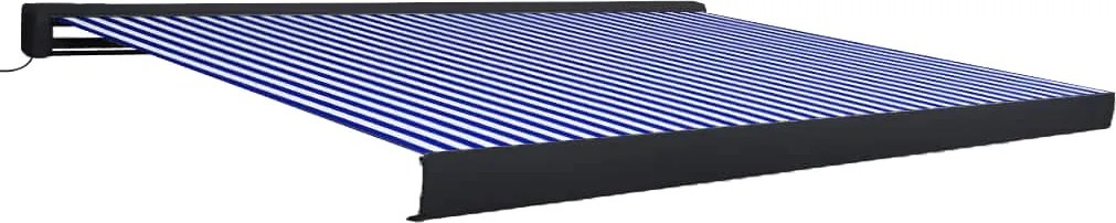 vidaXL kék és fehér motorizált kazettás napellenző 400 x 300 cm