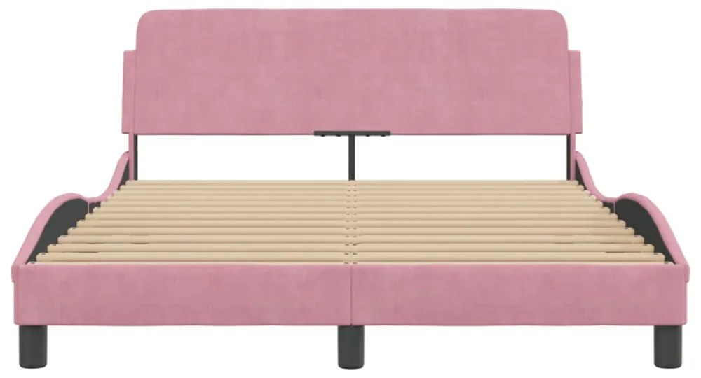 rózsaszín bársony ágykeret fejtámlával Dover 140x200 cm