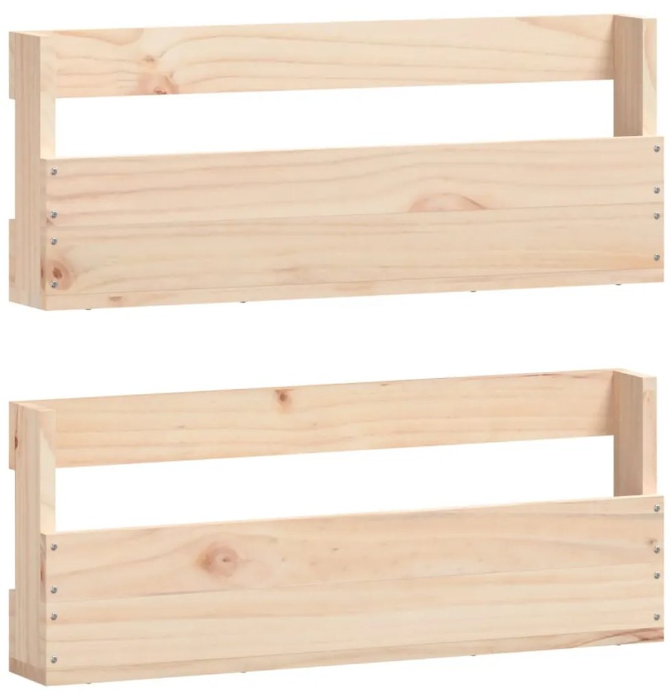 2 db tömör fenyőfa fali cipőtartó 59 x 9 x 23 cm