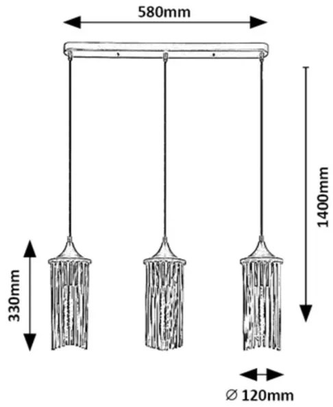 Rabalux 72153 - Csillár zsinóron ROXAS 3xE27/40W/230V