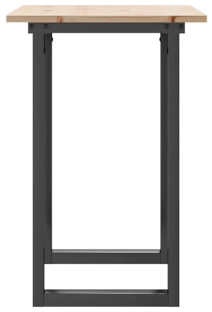 Tömör fenyőfa és acél étkezőasztal O-vázzal 80x50x75 cm