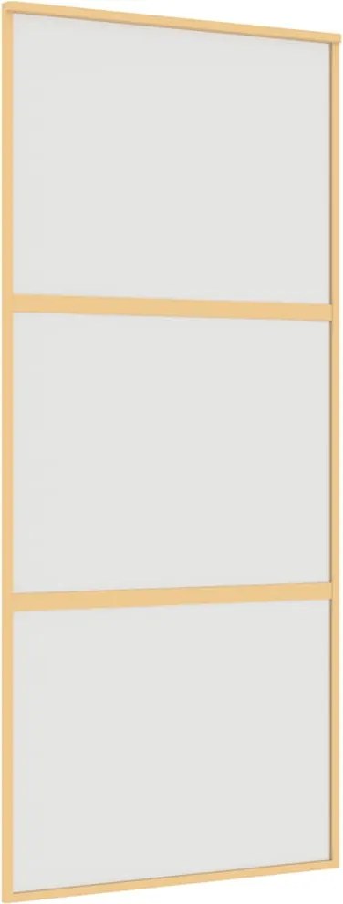 vidaXL aranyszínű ESG tejüveg és alumínium tolóajtó 90 x 205 cm