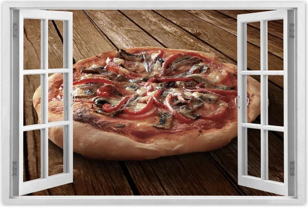 Poszterek 120x80 Pizza a fa asztalon