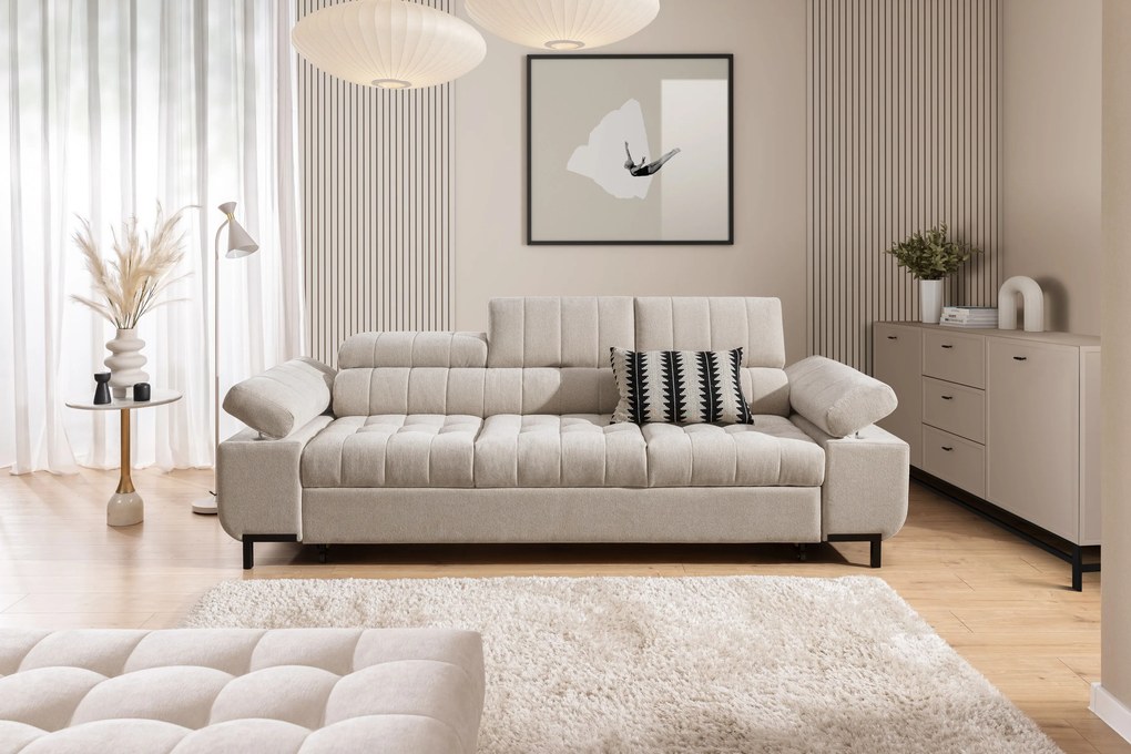 Tyrion háromszemélyes ágyazható kanapé - bézs zsenília Vibe 08