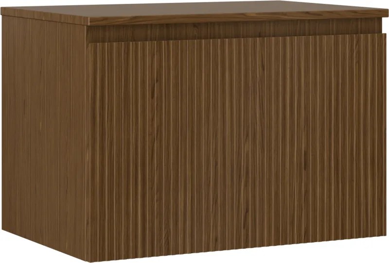 Mexen Rivel, fürdőszobaszekrény 70 cm-es munkalappal, 1 fiókkal, rovátkolt, diófa, 91A20-07047-1-BFC86