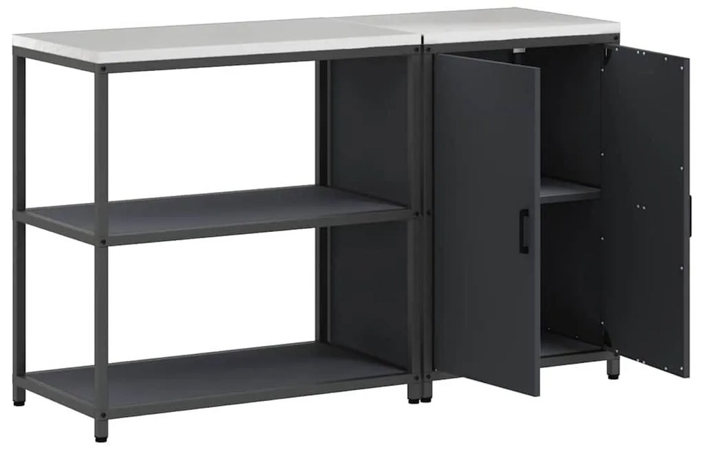 Konyhai Tároló Készlet 2 pcs Antracitszürke 150 x 50 x 92 cm
