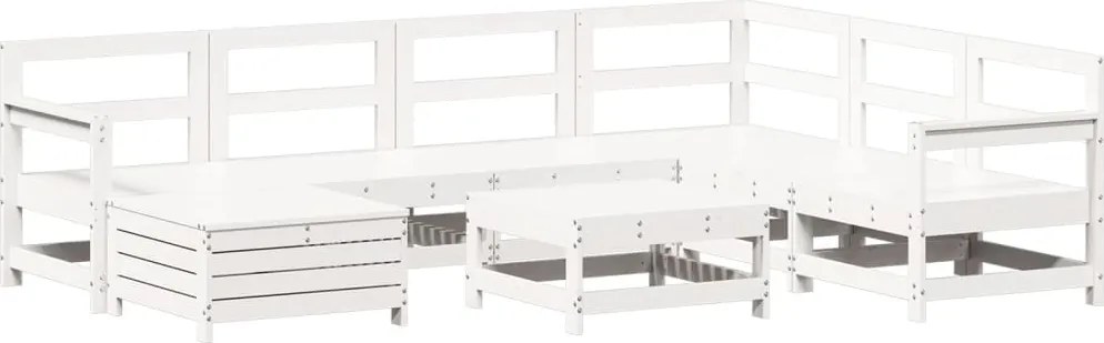 vidaXL 8 részes fehér tömör fenyőfa kerti kanapészett