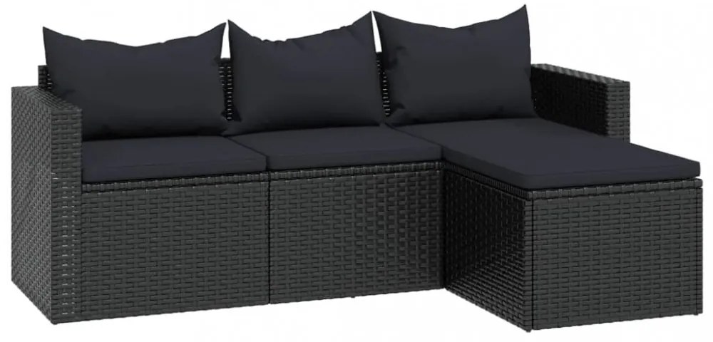 fekete polyrattan kerti ülőgarnitúra
