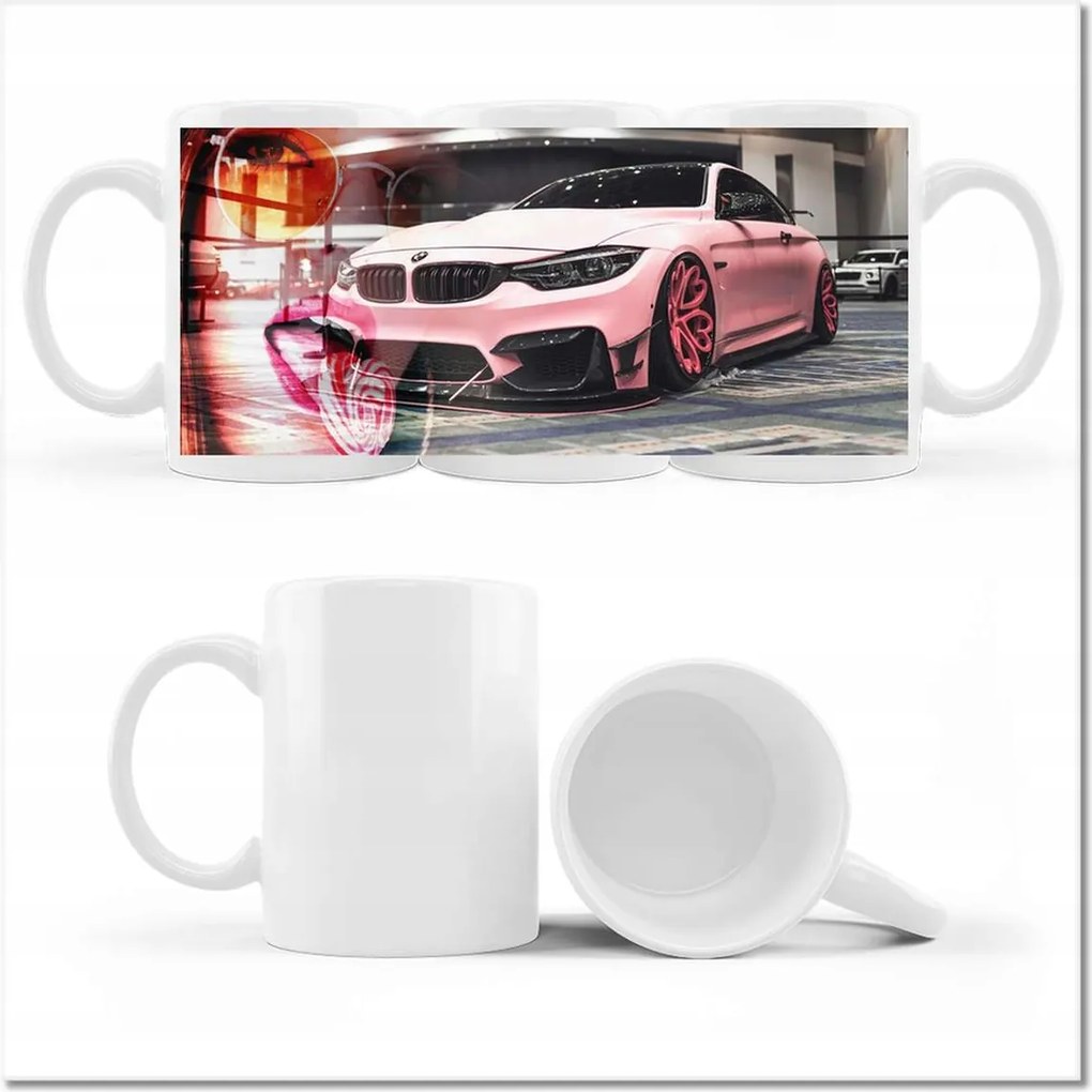 Nyomott mintás bögre Rózsaszín Bmw Autó Csajok