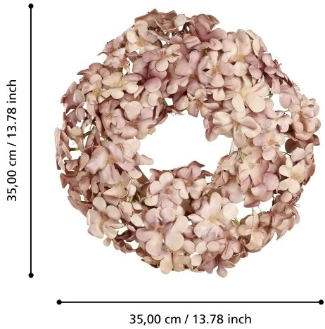 Eglo 428208 - Művirág koszorú SOLVANG átm. 35 cm rózsaszín
