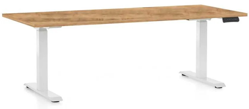 OfficeTech C állítható magasságú asztal, 180 x 80 cm, fehér alap, arany tölgy