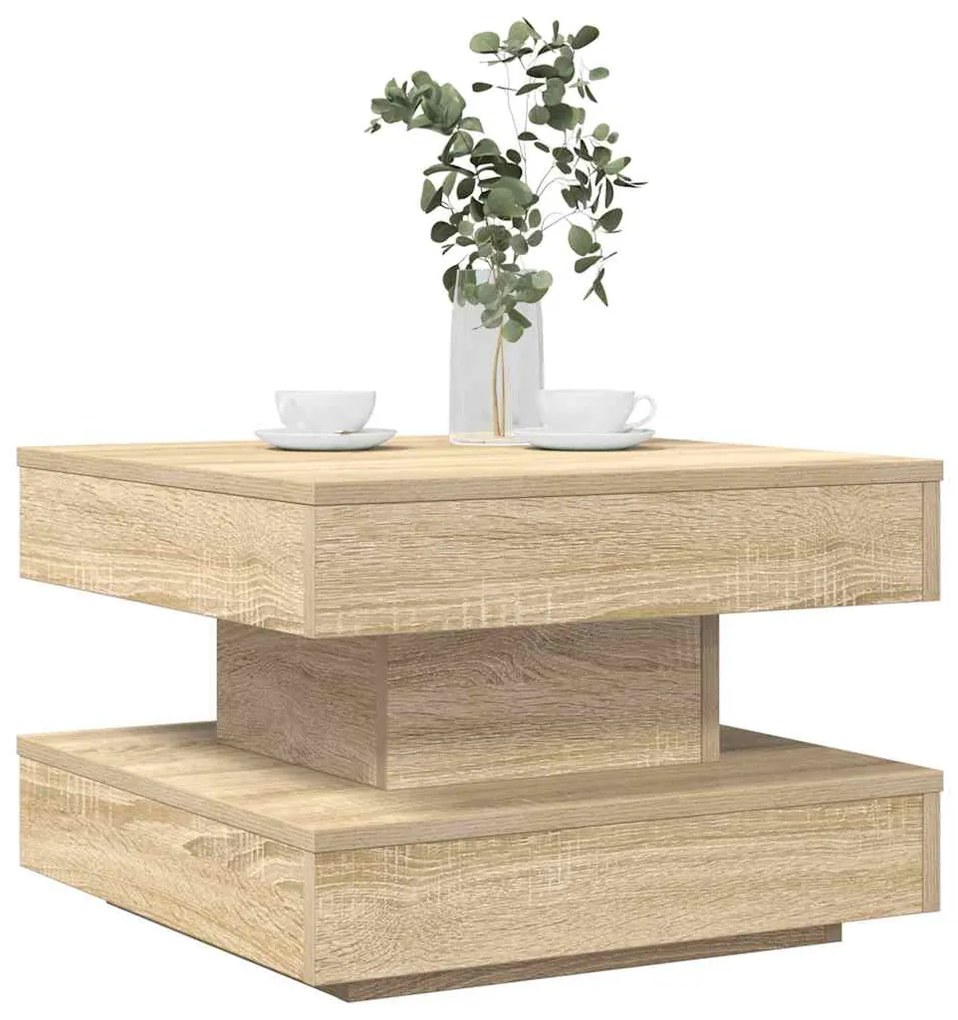 sonoma tölgy dohányzóasztal 360 fokban forgatható 50x50x34,5 cm