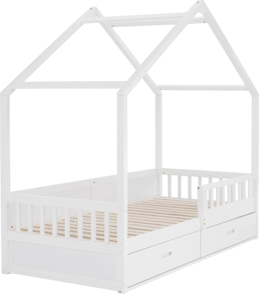 Montessori ágy, 90x200, fehér, tömör, BIANKA