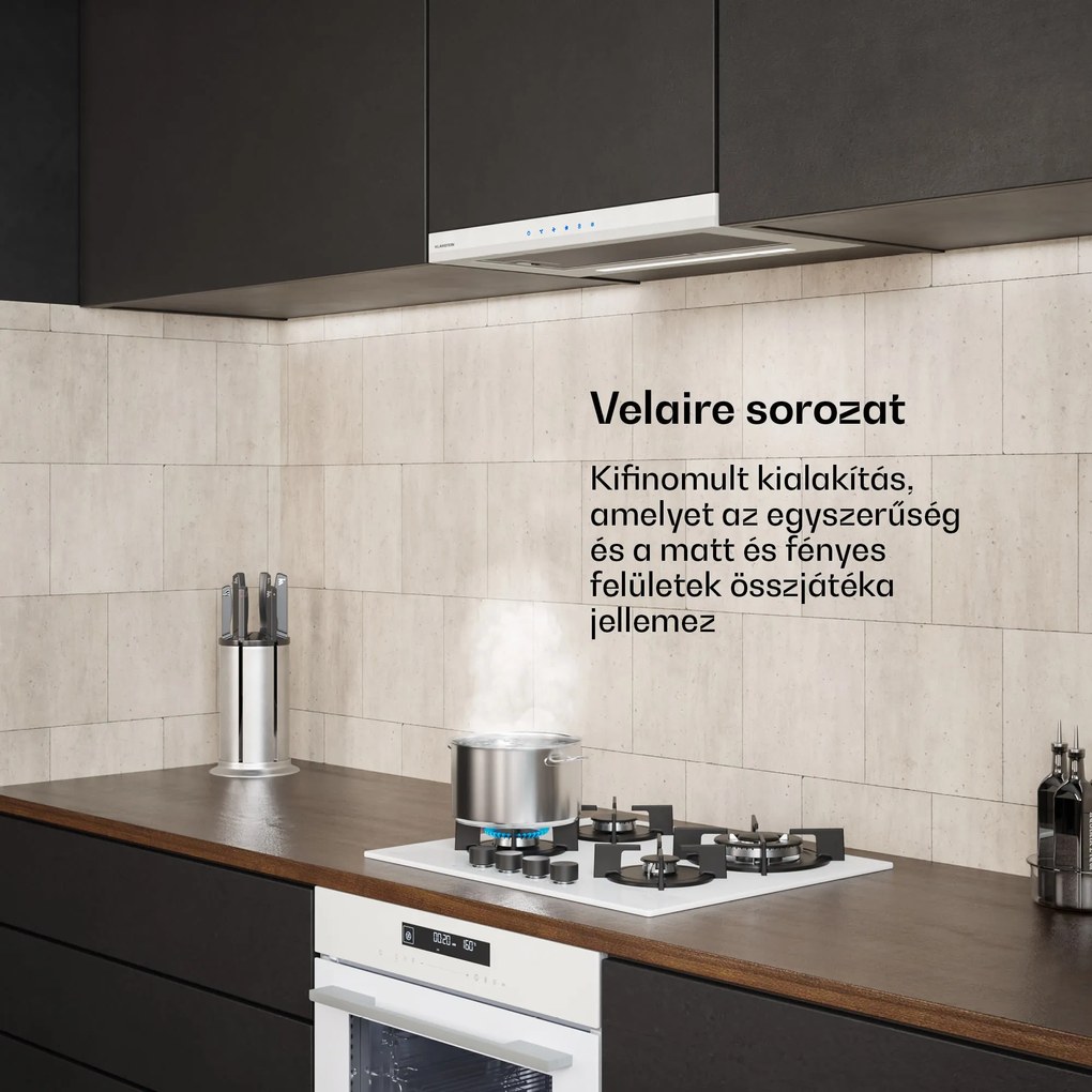 Klarstein Velaire kihúzható páraelszívó 60 cm-es, Elegáns, minimalista, nagy teljesítményű, EEC A++, 896 m³/ó