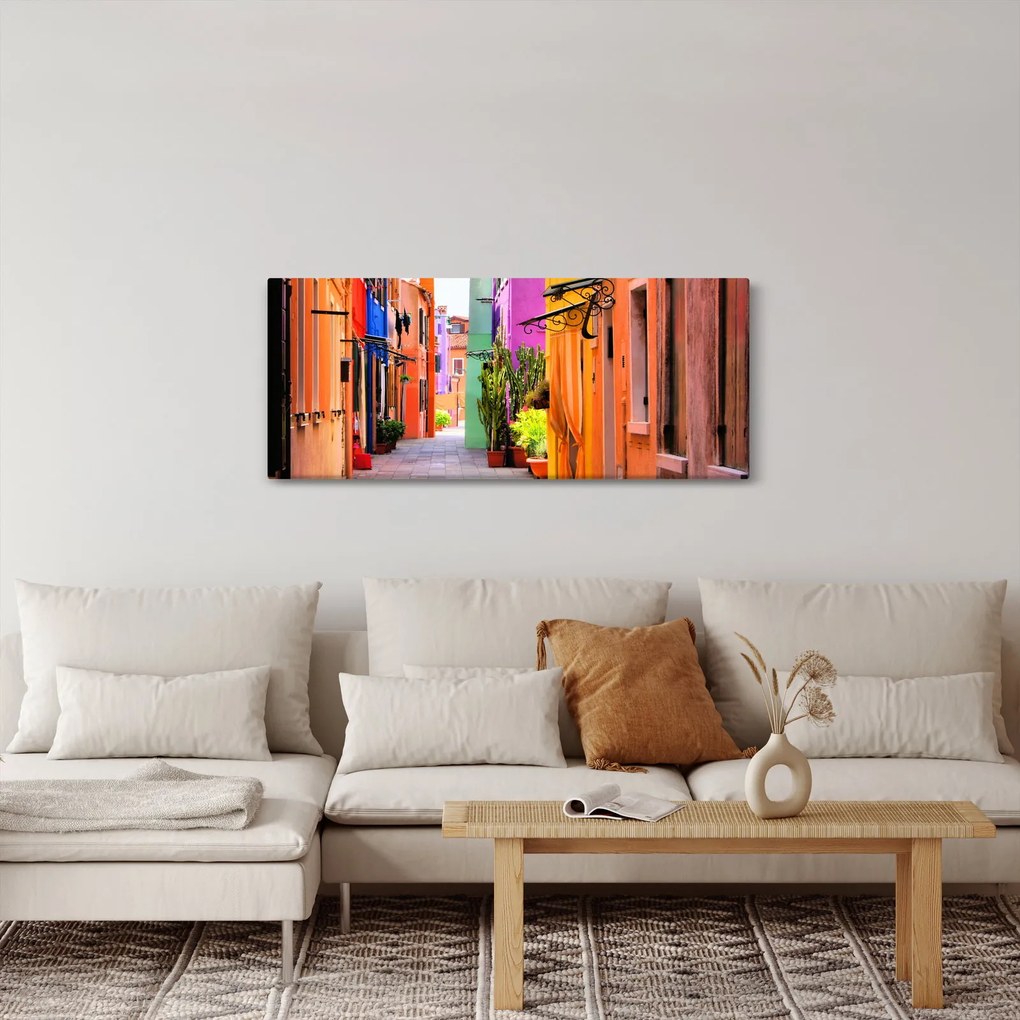 Kép - Színes ház Buranóban, Velencében (120x50 cm)