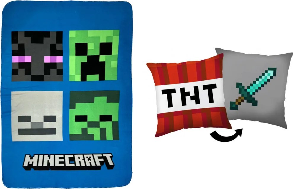 Minecraft Bad Sword polár takaró és párna szett, 2 részes