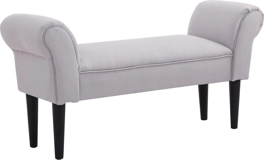 HOMCOM Kárpitozott Ágypad, Ülőpad, Előszobai Pad a Hálószobához, max. 130 kg Teherbírás, Vászon Anyag, Szürke, 102 x 36 x 51 cm | Aosom