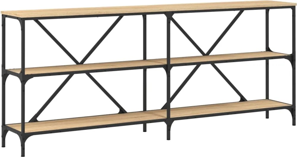 vidaXL sonoma tölgy színű szerelt fa és vas konzolasztal 180x30x75 cm