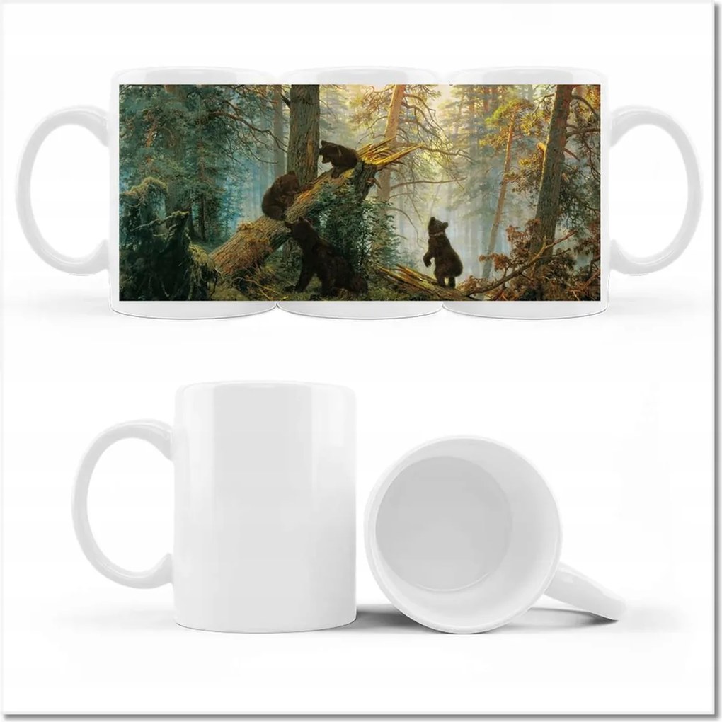 Nyomott mintás bögre Reggel a fenyőerdőben