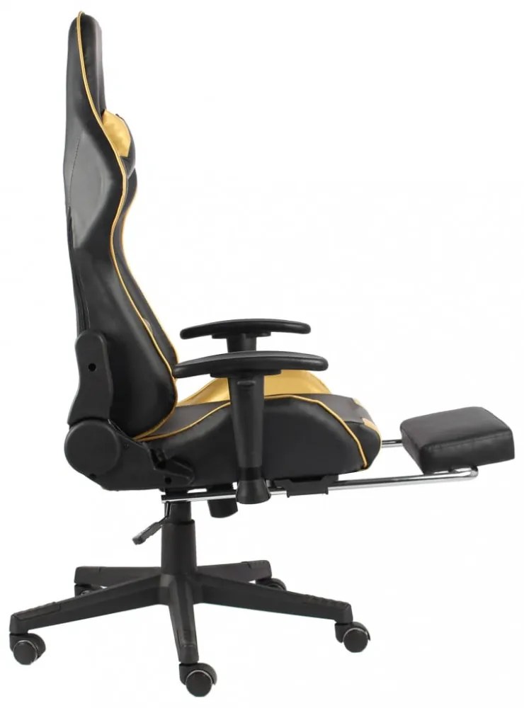 aranyszínű PVC forgó gamer szék lábtartóval
