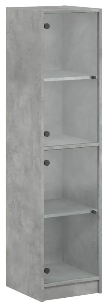 betonszürke magasszekrény üvegajtókkal 35 x 37 x 142 cm
