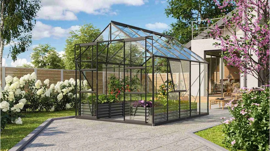 üvegház VITAVIA URANUS 8300 tiszta üveg 3 mm fekete színű LG3561