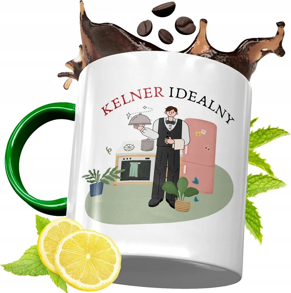 Zöld Bögre Pincérnek Pincérnőnek Ajándék fényképes nyomattal