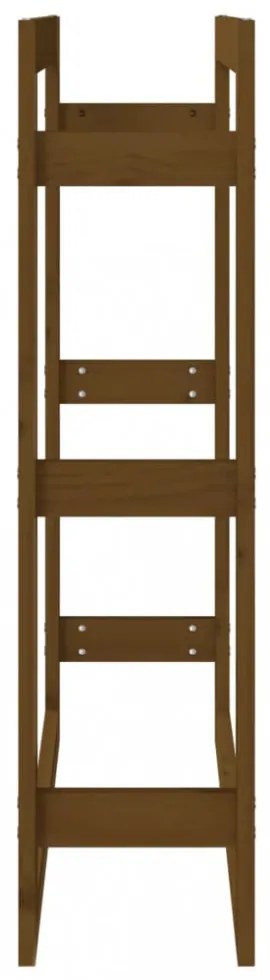 mézbarna tömör fenyőfa tűzifatartó állvány 80x25x100 cm