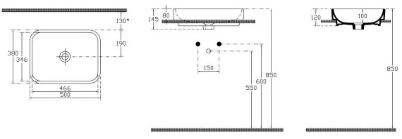 Isvea - AQUA ráültethető mosdó 50x38 cm kerámia/fehér