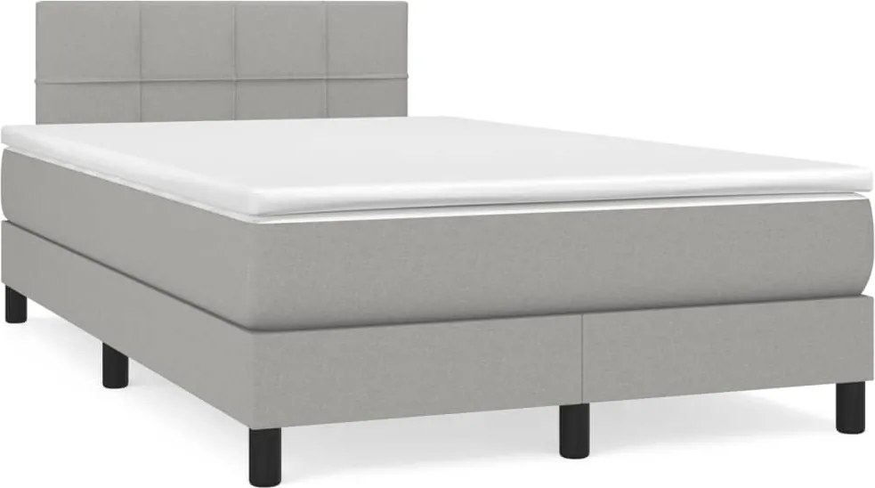 vidaXL világosszürke szövet rugós ágy matraccal 120 x 200 cm