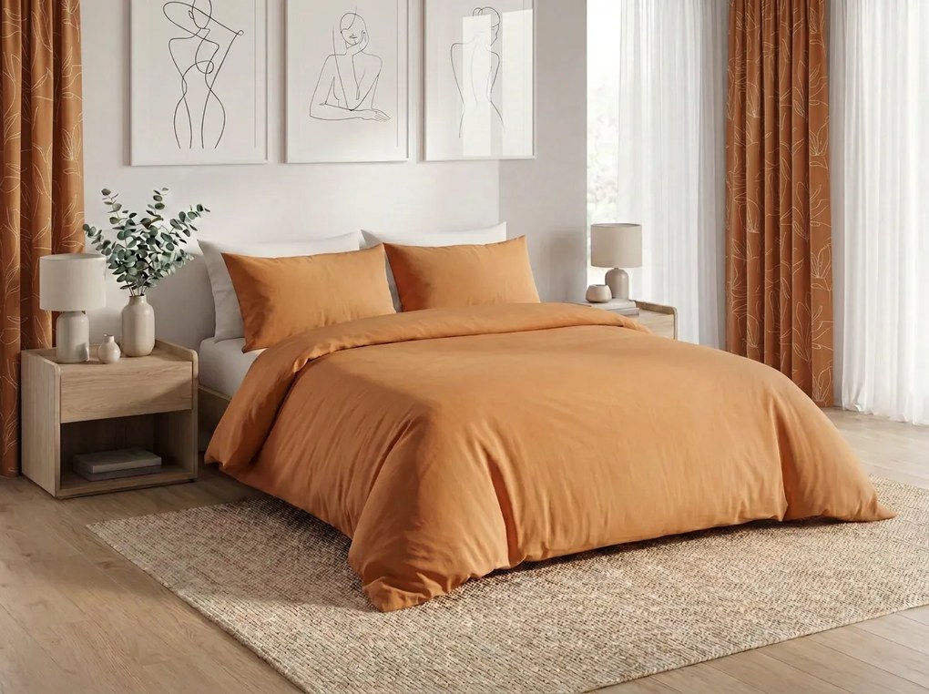 Pamut ágynemű CALMORA terrakotta Ágyneműhuzat mérete: 2 db 70 x 90 cm | 200 x 220 cm