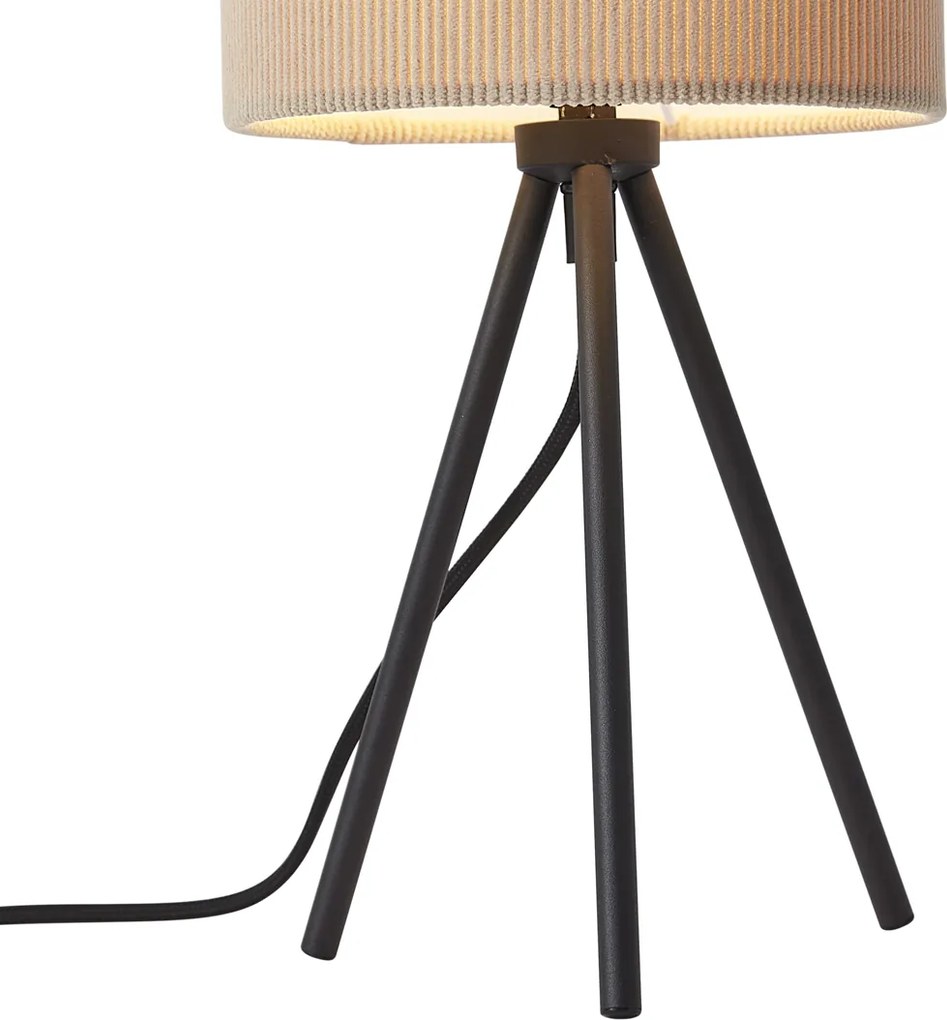 Modern háromlábú asztali lámpa taupe színben, bársonyernyővel - Luz