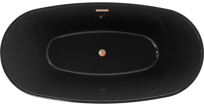 Mexen Eris, szabadon álló kád 170 x 80 cm, fekete, réz túlfolyó, 53441708070-65