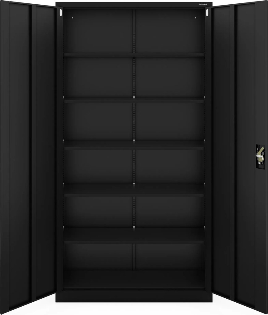 Magas fekete fém irodai szekrény, 1150x2200x400 mm: : JAN II H2200