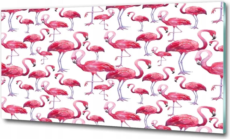 Fotó-kép edzett üveg Flamingók 125x50