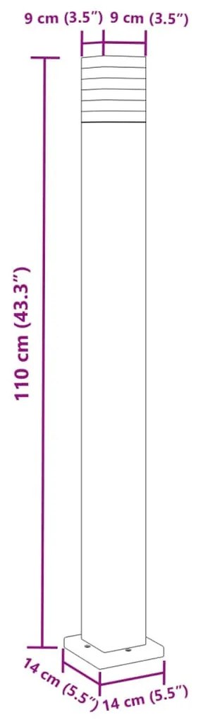 fekete alumínium kültéri állólámpa 110 cm