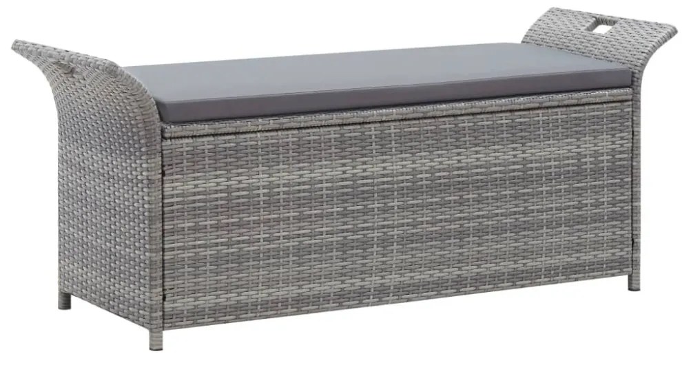 szürke polyrattan tárolópad párnával 138 cm